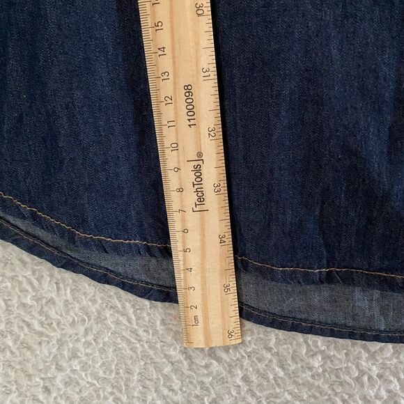 Derek Heart Blue Button Up Denim Jean Dress Size XL Roll Sleeve Keyhole Back - Picture 6 of 12